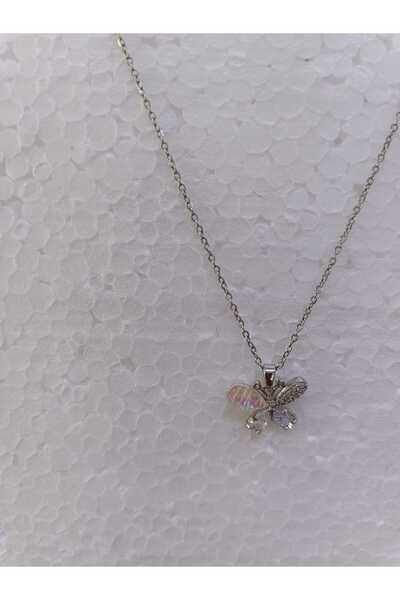Durak Home Silver Colored Butterfly Steel Necklace