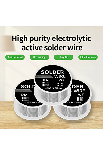 Choice 0.8 مم 30 جرام HANZHIZAO، ملف سلك لحام 0.8 مم، ملحقات أداة لحام الصيانة الإلكترونية، عالية م