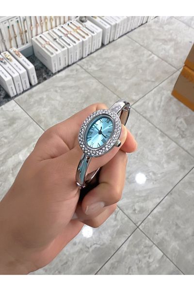 LOOQ Roman Numeral Handcuff Model Women's Wristwatch with Stones