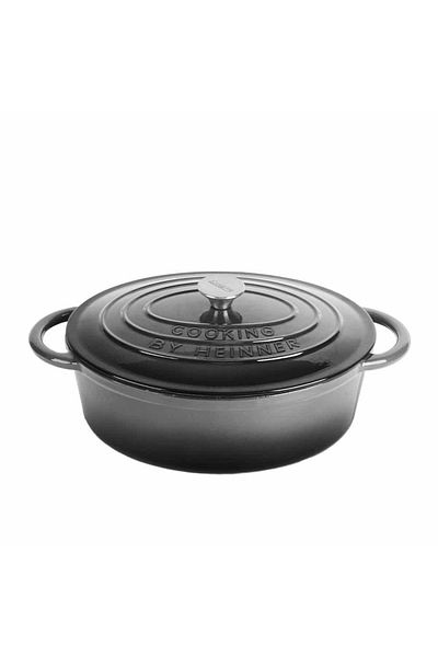 Heinner Oval enameled cast iron saucepan with lid, 37x29x15cm, capacity 9l Marble Gray / DCN60800