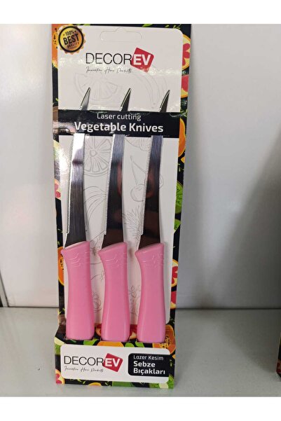 Yüsra Home 3 lü sebze bıçağı lazer kesim dekor ev sebze bıçak (paslanmaz çeli...