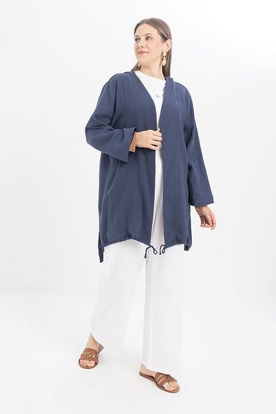 ALLDAY Indigo-Skirt Tip Gathered Muslin Cap