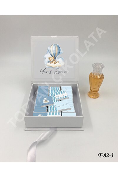 KAKAO AĞACI İsme Özel Lüks Karton Kutuda 56'lı Balonlu Ayıcık Erkek Bebek Çik...