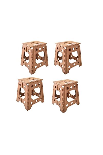 Nova Home Set 4 Scaune pliabile din plastic, tip taburet, cu maner de transpo...