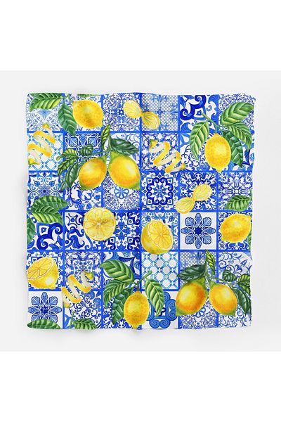 TUA İPEK Bandana/Eșarfă cu model de lămâie italiană 55x55cm