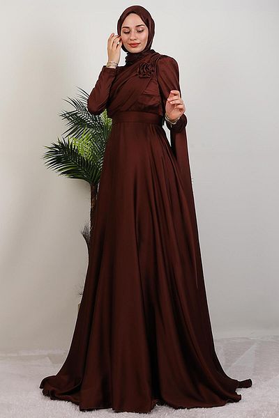 GİYZAMİLA Rochie de seară Alaz Satin Rose Bitter Brown