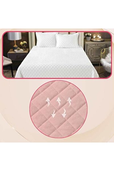 Mercaton Set 3 Piese de Lux, Cuvertura de Pat din Catifea cu Broderie, Matlasata, 230x250 cm si 2 Fete de Per