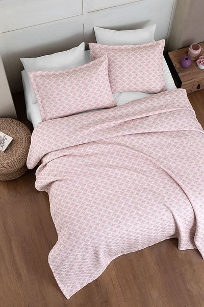 Evim Σετ κάλυμμα κρεβατιού Aura Jacquard Διπλό Ροζ 230x240 cm