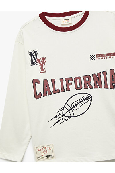 Koton Printed Long Sleeve Crew Neck Cotton T-Shirt