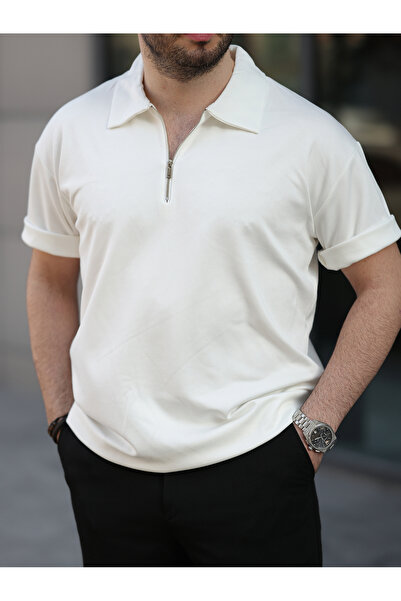 BASEL.CO Μπλουζάκι με γιακά πόλο με φερμουάρ Oversize Loose Fit