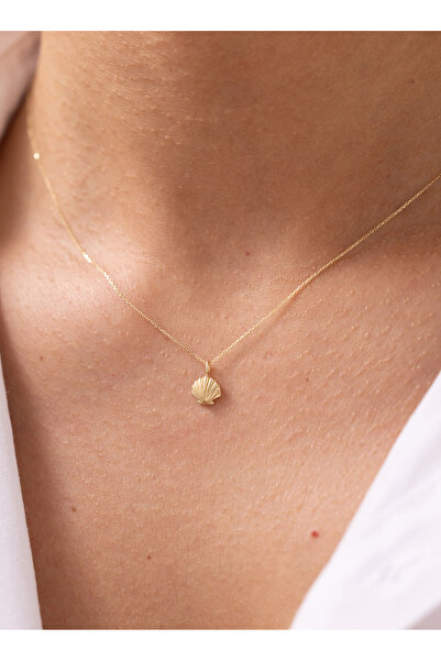 Zeyd Jewelry İstiridye Deniz Kabuğu 14 Ayar Altın Kolye