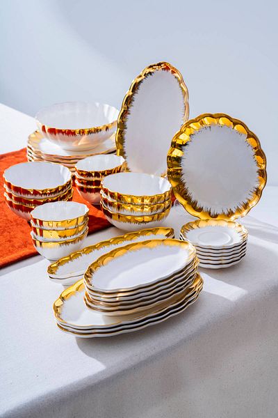 ACAR Marlene Gold 33 Piece Breakfast Set for 6 People