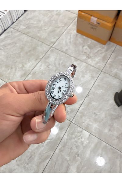 LOOQ Roman Numeral Handcuff Model Women's Wristwatch with Stones
