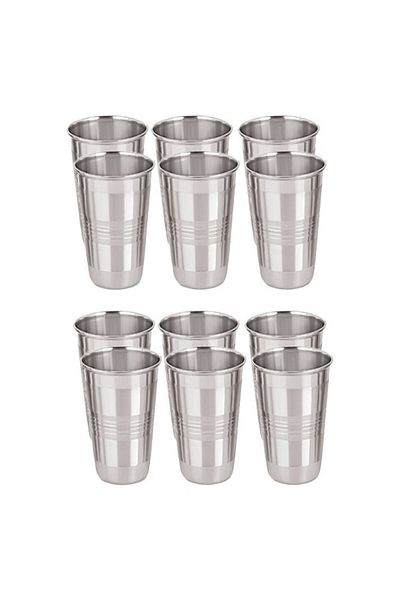 OEM Set 12 Pahare din inox, 7.50 x 11 cm, MS STAR, Argintiu