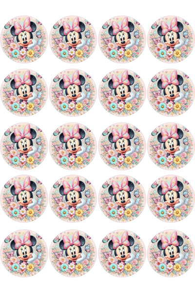 BatıDoğu Minnie Mouse Yenilebilir Yuvarlak Kurabiye Resim Baskı