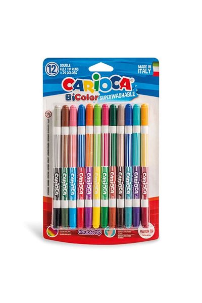 CARIOCA Double Color Super Washable Felt Tip Pen 24 Colors 42265