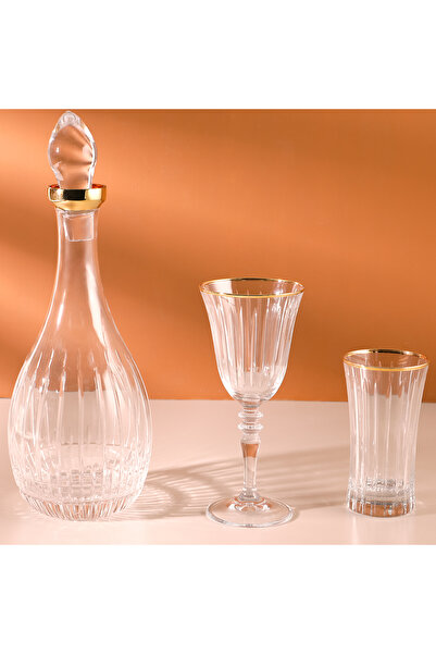 Aryıldız Steep Dekor Crystal Gold 25 Piece Water Set for 12 People