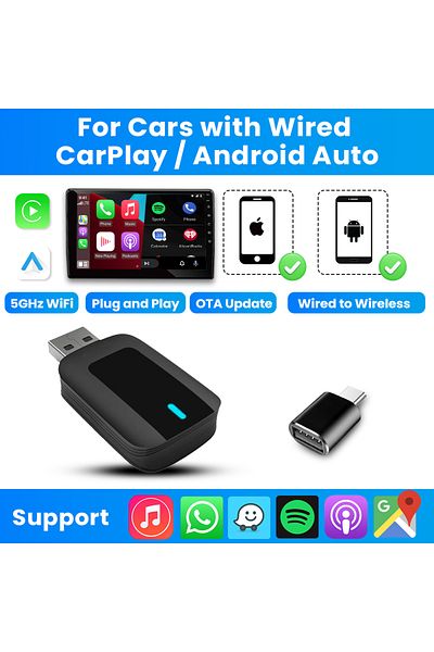 Choice 365 days guarantee V1 NEW 2in1 Wireless CarPlay Android Auto Adapter Smart Dongle Plug And Play For