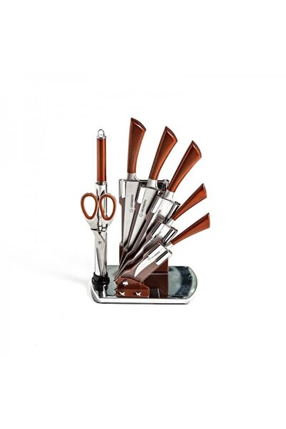 OEM Set cutite lama inox, stativ acrilic, manere maro, 8 piese, Grunberg, GR-...