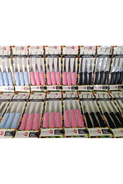 Yüsra Home 3 Vegetable Knife Laser Cutting Decor Home Vegetable Knife (Stainless Steel) Black Color