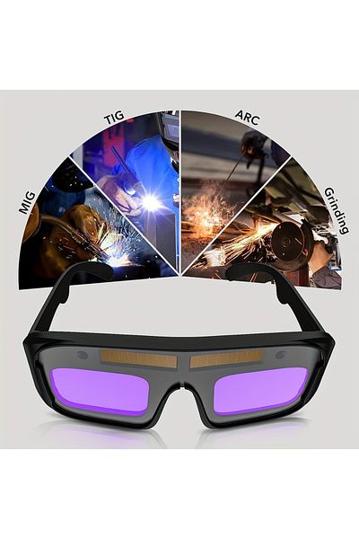 Choice Dual X1 1 Set Automatic Dimming Welding Glasses With 5pcs Protective Film, Solar Powered Auto Darken