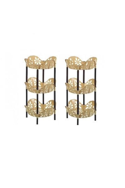 OEM Set 2 Rafturi din plastic pentru depozitare Sultan, 3 etajere, Bej/Maro