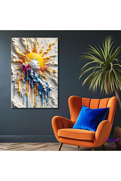 abartart Tekli Dikey Kanvas Dekoratif Modern Duvar Tablosu Kabartma Görünümlü...