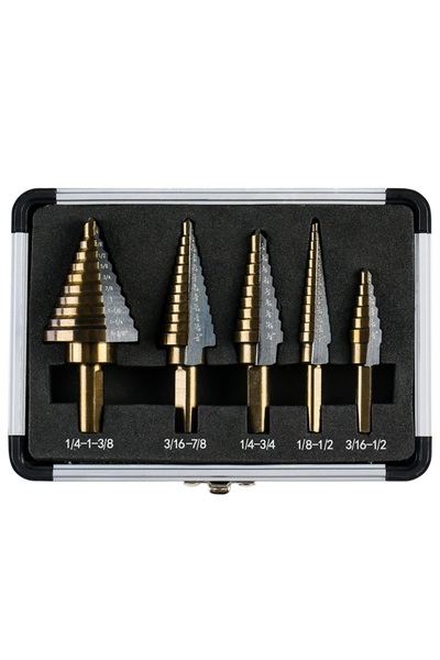 choice2 5PCS Set with Box HSS 4241 Cobalt Step Drill Bit Set Metal Drilling H...