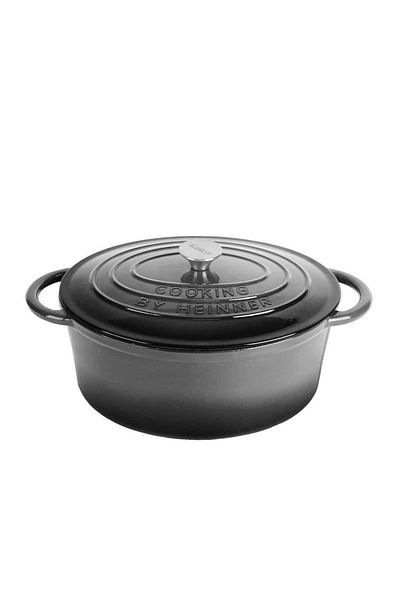 Heinner Oval enameled cast iron saucepan with lid, 33x26.5x11.5cm, capacity 6l Marble Gray / DCN60799
