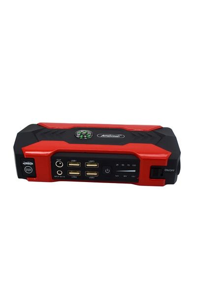 divendi-ro Multifunctional car starter D1030, 15000mAh, 12V-19V output, 4 USB outputs, black with red