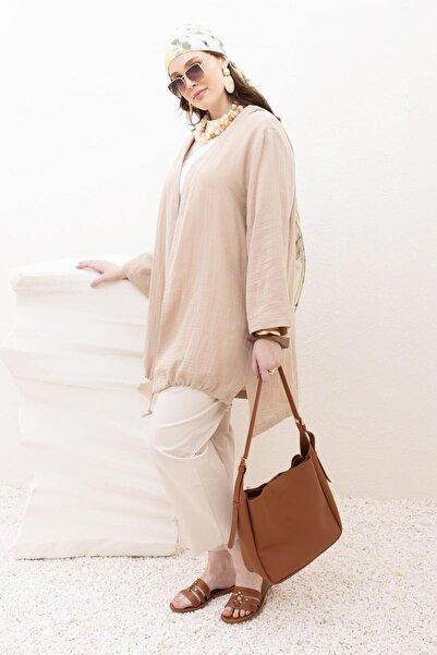 ALLDAY Beige-Skirt Hem Gathered Muslin Cap