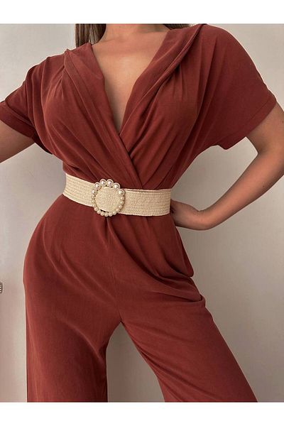 FioriModa Straw Elastic Women's Belt with Pearl Buckle, Jacket Belt, Dress Belt, Shirt Belt