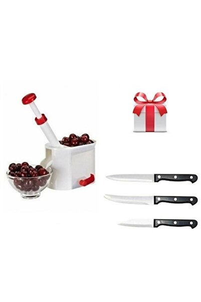 Zilan - Floria Extractor manual de sâmburi de cireșe și set de 3 cuțite