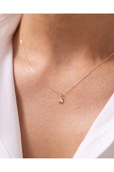Zeyd Jewelry Minimal Piramit Uçlu 14 Ayar Altın Kolye