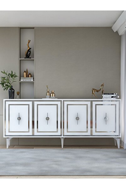 DEMONTE DECOR SAMBADD (KX180) KONSOL BEYAZ-GÜMÜŞ