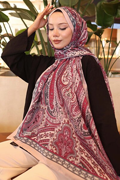 benguen Βαμβακερό σάλι με έθνικ σχέδιο Dusty Rose İpk100