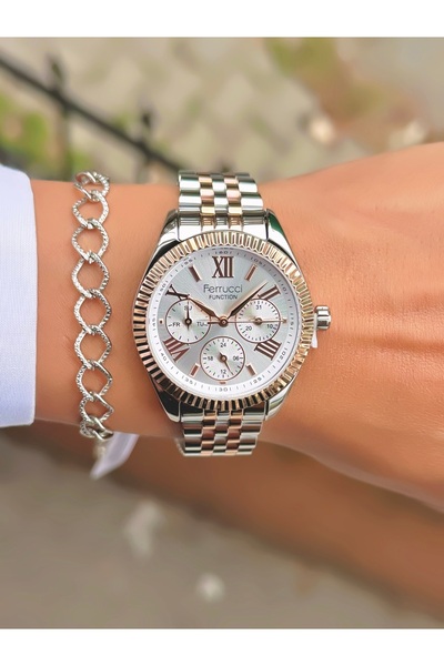 Ferrucci FUNCTION ROSE GÜMÜŞ METAL KADIN KOL SAATİ
