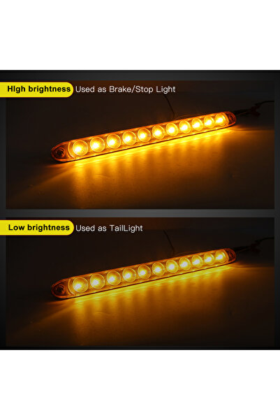Choice1 Yellow 1PC Waterproof 16-Inch 11-LED Truck Tail Trailer Light with Br...
