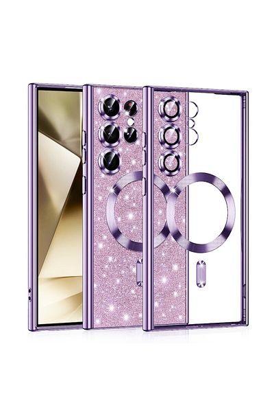 Rao Husa compatibila cu Samsung Galaxy S24 Ultra, Grip, Luxury Glitter MagSafe, D7, Plastic, Light M