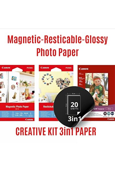 Canon Set hartie foto Creative 3, MG101 + RP101 + GP501 Magnetic, Resticabil, Glossy Photo Paper Pix