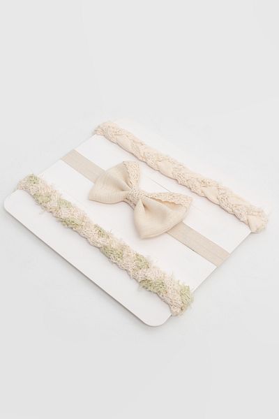 lilico Baby Girl Organic Knitted 0-12 Months Knitted Ecru Green Bandana