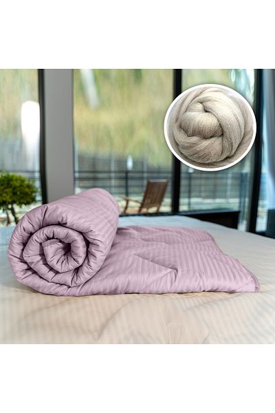 Pucioasa 100% Damask Wool Quilted Duvet - Winter - Lilac - 140Cm X 210Cm