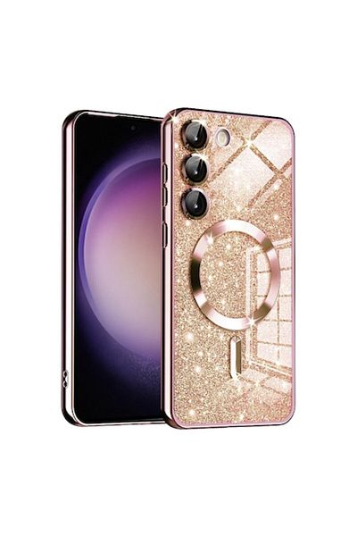 Rao Grip Luxury Glitter MagSafe Phone Case Compatible with Samsung Galaxy S23 Plus, Rose
