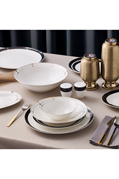 Aryıldız Crystal Provence Black 56 Parça 12 Kişilik Yemek Takımı