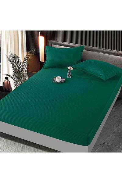OEM Husă de saltea cu elastic, 2 persoane, 2 fețe de pernă, MS STAR, 160x200cm+35cm, Verde