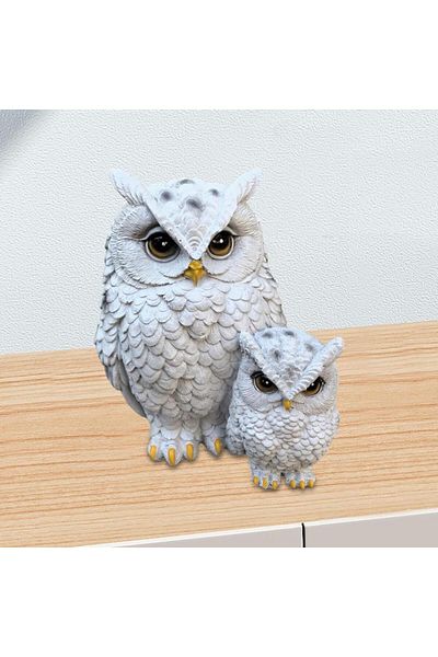 Choice WHITE Owl Statue Animal Bird Sculpture Miniature Decorative Ornament Resin Figurine Garden Decoratio