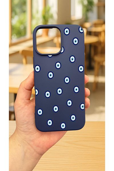 Vip Case iPhone 15 Pro Max - حافظة مطاطية كلاسيكية ممتصة للصدمات من السيليكون بنمط خرز العين الشريرة277