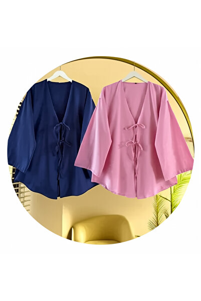 unika boutique Önü Bağlamalı Kimono Tunik Cift renk Oversize Yeni Sezon Rahat...