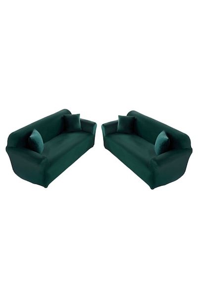 OEM Set de 2 huse de canapea extensibile din catifea, Jo-Jo, Uni, 130x180cm, 2 locuri, MS STAR, Verde Smarald