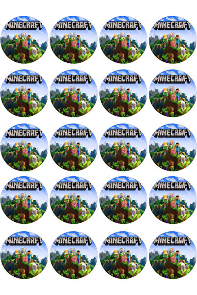 BatıDoğu Minecraft Yenilebilir Yuvarlak Kurabiye Resim Baskı